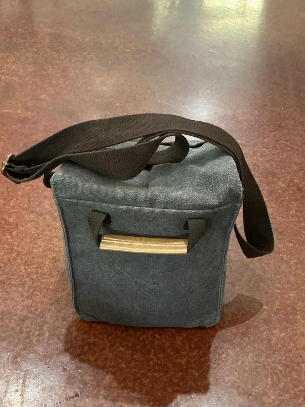 S-Zone Camera Crossbody Travel Bag Gray Canvas Leather